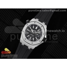 APS공장 오데마피게 로얄오크오프쇼어 다이버 15710 스틸 블랙다이얼 러버스트랩 Royal Oak Offshore Diver 15710 APSF 1:1 Best Edition Black Dial on Black Rubber Strap V2 A3120 Super Clone