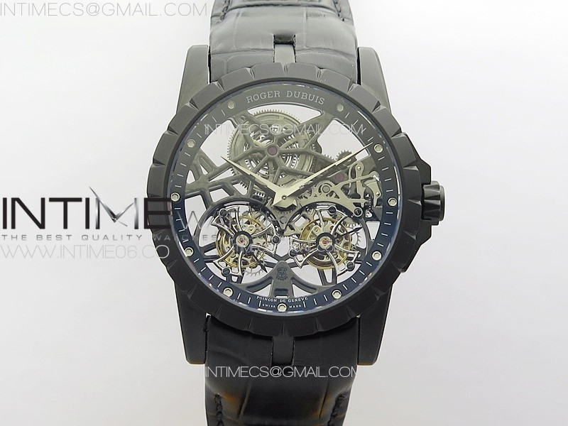 YS공장 로저드뷔 엑스칼리버 Rddbex0820 스켈레톤다이얼 블랙가죽스트랩 Excalibur Rddbex0820 DLC YSF Best Edition Skeleton Dial on Black Leather Strap Asian RD100 Double Tourbillon