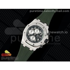 AP공장 오데마피게 로얄오크 오프쇼어 크로노그래프 42 그린다이얼 러버스트랩 Royal Oak Offshore 42mm SS APF 1:1 Best Edition Green Dial on Green Rubber Strap A4404