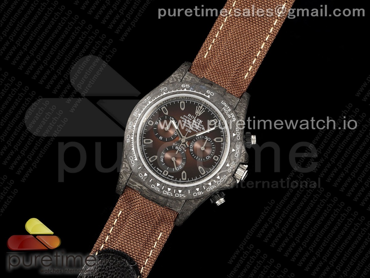 DIW공장 롤렉스 데이토나 DIW 카본케이스 브라운다이얼 브라운나일론스트랩 Daytona DIW Carbon/SS Case and Bezel DIWF Edition Brown Dial on Brown Nylon Strap A7750