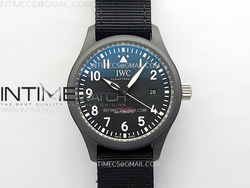 ZF공장 IWC 탑건 블랙세라믹케이스 블랙다이얼 블랙나일론스트랩 Pilot’s Watch Top Gun Black Ceramic IW326901 ZF 1:1 Best Edition on Black Nylon Strap A32111