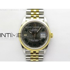 VS공장 롤렉스 데이저스트 36 옐로우골드콤비 슬레이트로만다이얼 쥬빌레브레이슬릿 윔블던 DateJust 36 SS 126233 904L SS/YG VSF 1:1 Best Edition Gray Dial Green Roman Markers on Jubilee Bracelet VS3235