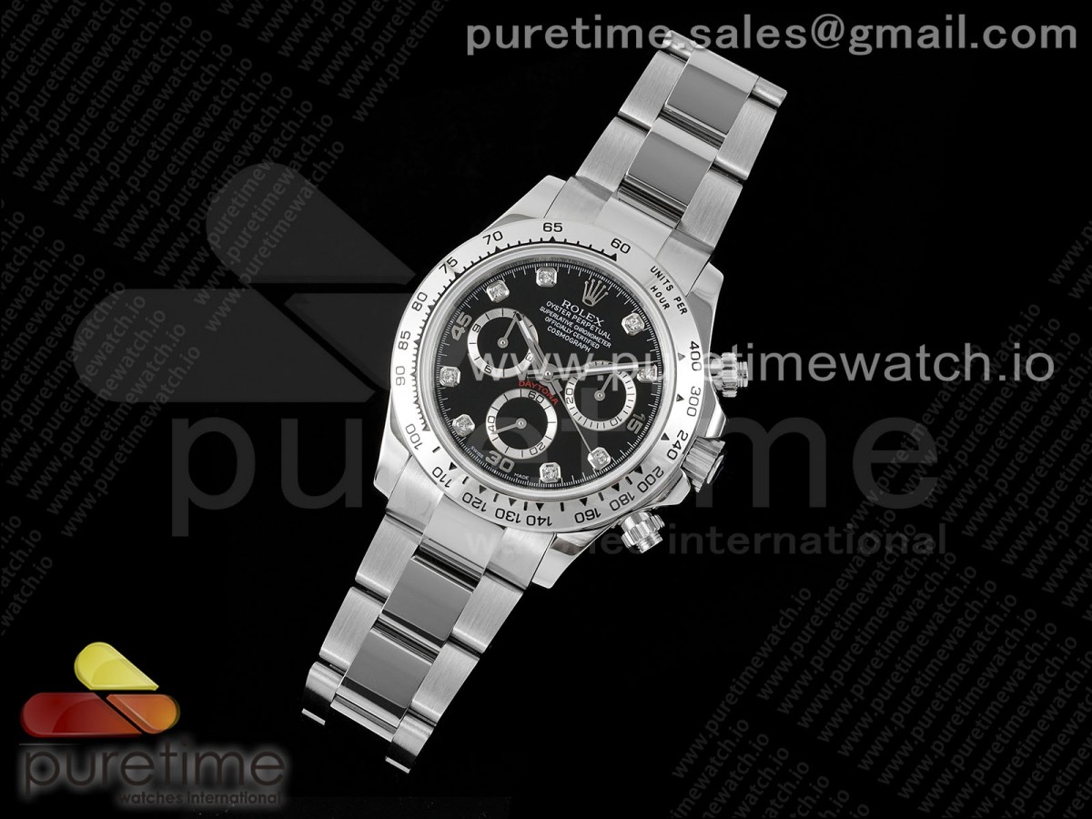 OM공장 롤렉스 스틸 데이토나 블랙다이얼 8p인덱스 브레이슬릿 Daytona 116509 SS OMF Best Edition Black Diamonds Dial on SS Bracelet A7750