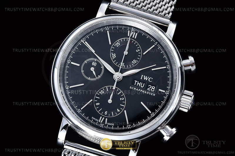 TW공장 IWC 포르토피노 크로노 스틸 블랙다이얼 매쉬스트랩 Portofino Chrono IW3910 SS/SS Blk/Stk TWF A7750