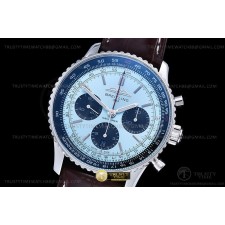 OX공장 브라이틀링 내비타이머 크로노 블루다이얼 가죽스트랩 Navitimer B01 Chrono 43mm SS/LE L-Blue OXF A7750