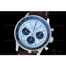 OX공장 브라이틀링 내비타이머 크로노 블루다이얼 가죽스트랩 Navitimer B01 Chrono 43mm SS/LE L-Blue OXF A7750