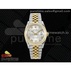 AP공장 롤렉스 데이저스트 36 옐로우골드콤비 실버다이얼 로만인덱스 브레이슬릿 DateJust 36 126233 APF 1:1 Best Edition 904L Steel Silver Diamond Roman Dial on Jubilee Bracelet VR3235