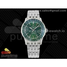 TF공장 브라이틀링 내비타이머 41미리 스틸 그린다이얼 브레이슬릿 Navitimer Automatic 41mm SS TF 1:1 Best Edition Green Dial on SS Bracelet A2824