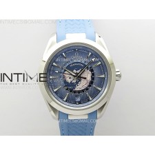 VS공장 오메가 아쿠아테라 월드타이머 써머블루다이얼 블루러버스트랩 Aqua Terra GMT Worldtimer 43mm VSF 1:1 Best Edition Summer Blue Dial on Blue Rubber Strap A8938 Super Clone