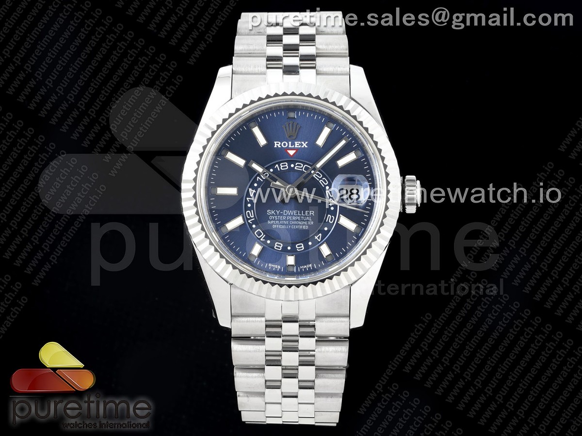 Noob공장 롤렉스 스카이드웰러 스틸 블루다이얼 쥬빌레브레이슬릿 Skydweller SS Noob Best Edition Blue Dial on SS Jubilee Bracelet A23J 눕