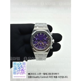 APS공장 오데마피게 로얄오크 크로노그래프 스틸 퍼플다이얼 브레이슬릿 26240