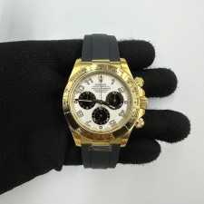 국내배송!! CLEAN공장 롤렉스 데이토나 옐로우골드금통 화이트다이얼 아라빅인덱스 러버스트랩 (고유번호 cdt12)