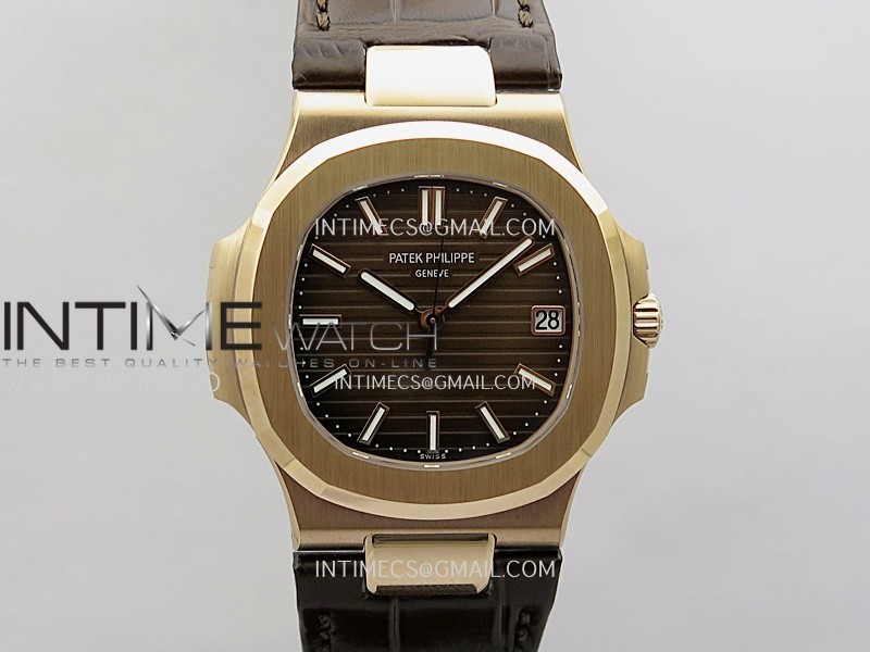 [26.01 UP] DD공장 파텍필립 노틸러스 5711 로즈골드금통 브라운다이얼 가죽스트랩 텅스텐 Nautilus 5711 Gain Weight DDF 1:1 Best Edition Brown Textured Dial On Black Leather Strap Super Clone DD324