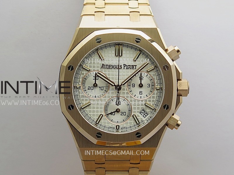 DD공장 오데마피게 로얄오크 크로노그래프 로즈골드금통 화이트다이얼 브레이슬릿 텅스텐 Royal Oak Chrono 26240 RG Gain Weight V2 DDF 1:1 Best Edition Silver Dial RG Bracelet Super Clone DD4401 (SW Dial)