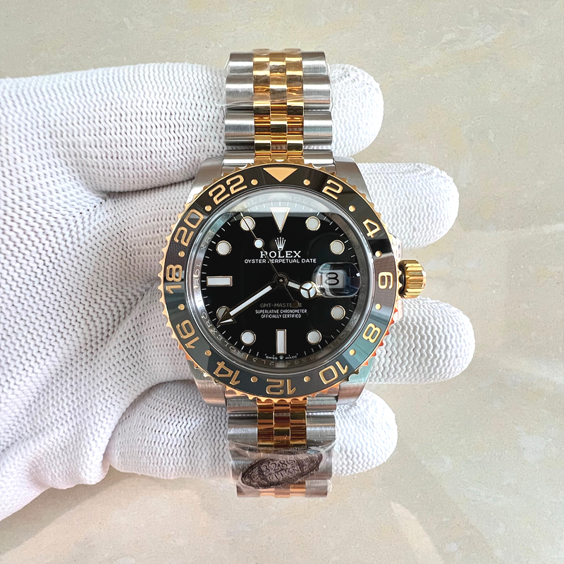 국내배송!! CLEAN공장 롤렉스 GMT마스터2 기네스 옐로우골드콤비 블랙다이얼 쥬빌레브레이슬릿 (고유번호 GC8)